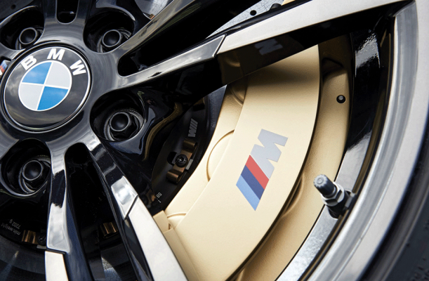 Close up of BMW M alloys and brakes
